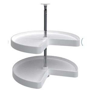 Rev-A-Shelf Polymer 2-Shelf Kidney Shaped Cabinet Lazy Susan White 24"